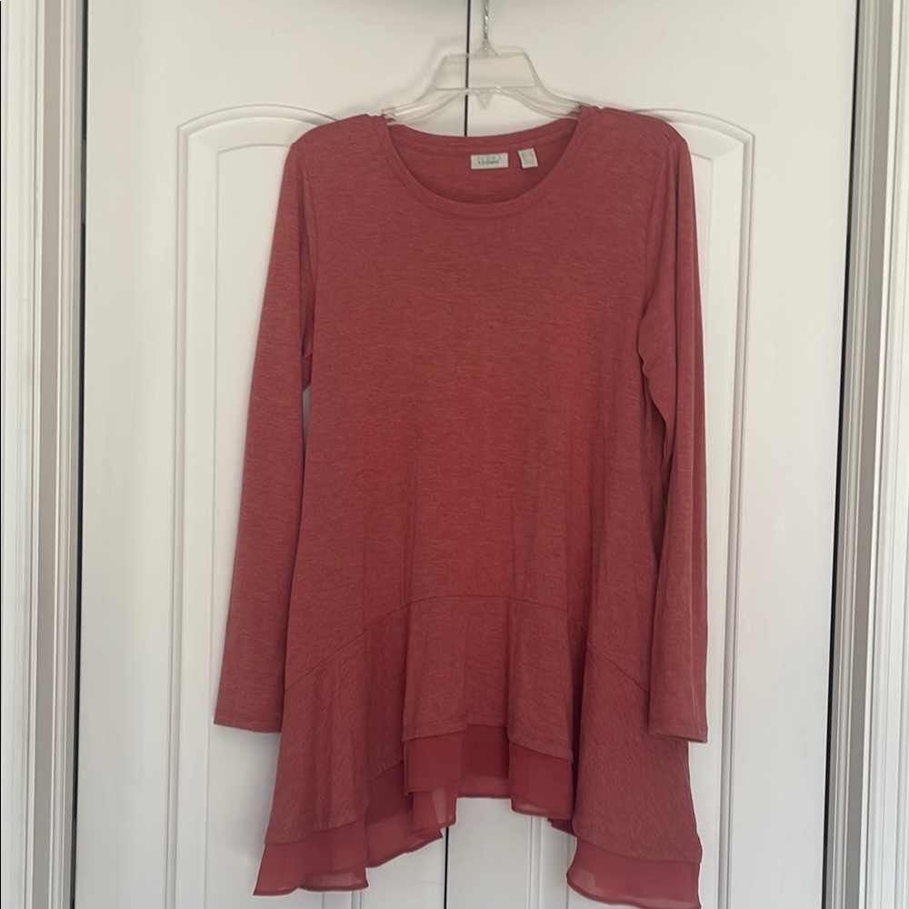 LOGO by Lori Goldstein Pink Asymmetrical Long Sleeve Tunic